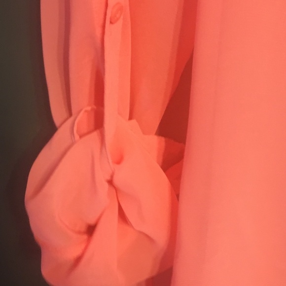 Decree Sheer Pink with Yellow Trim Button Down - Picture 4 of 6